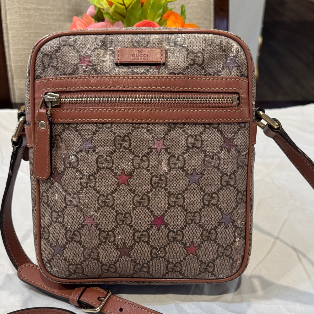 Authentic Gucci Pinkish Brown and Red Patterned Messenger Bag - Picture 4 of 16